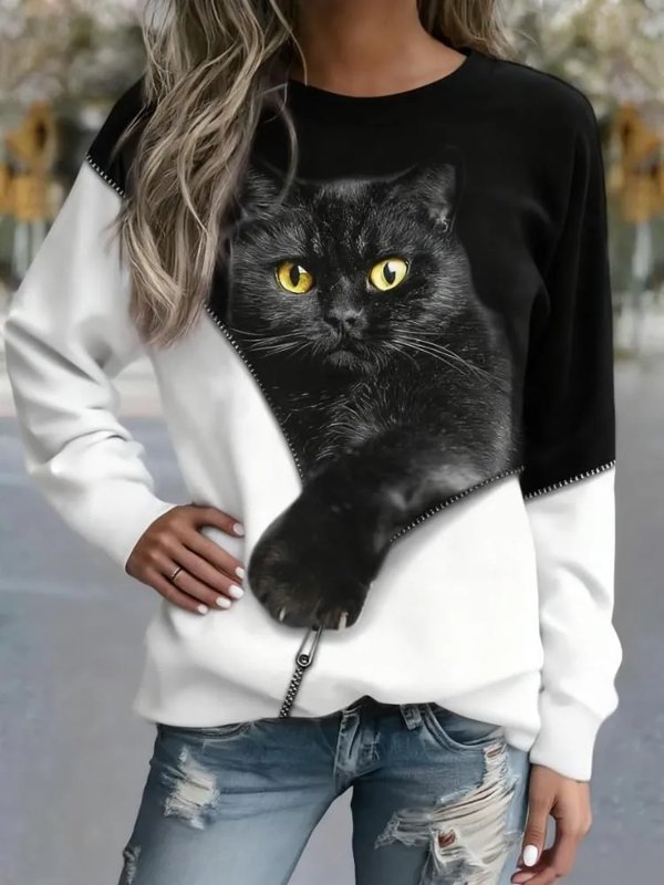 T-shirt à manches longues et col rond pour femme (1 pièce)