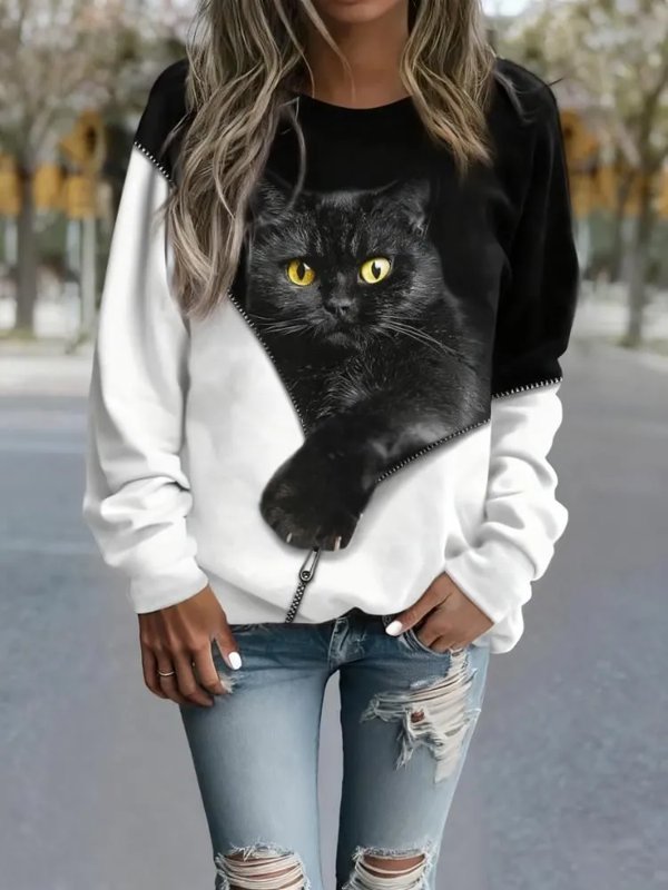 T-shirt à manches longues et col rond pour femme (1 pièce)